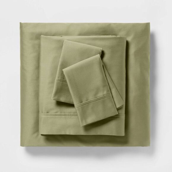Threshold -  400 Thread Count Cotton Sateen 4-Piece S Green - Picture 1 of 4